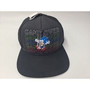 Youth Sonic The Hedgehog Game Over Snapback Hat Cap Video Game Boy Girl Black
